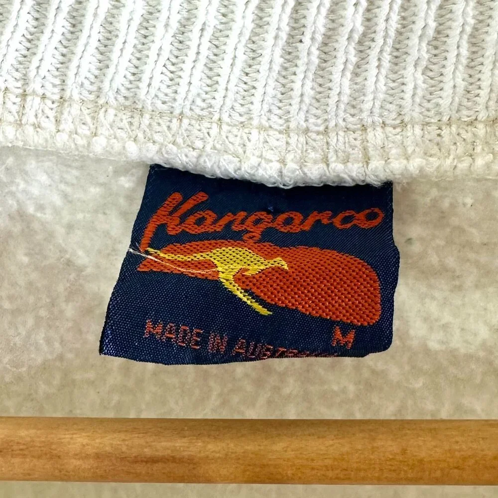 Kangroo Vtg 90s Cream Oversized Pullover Sweatshirt Sweater